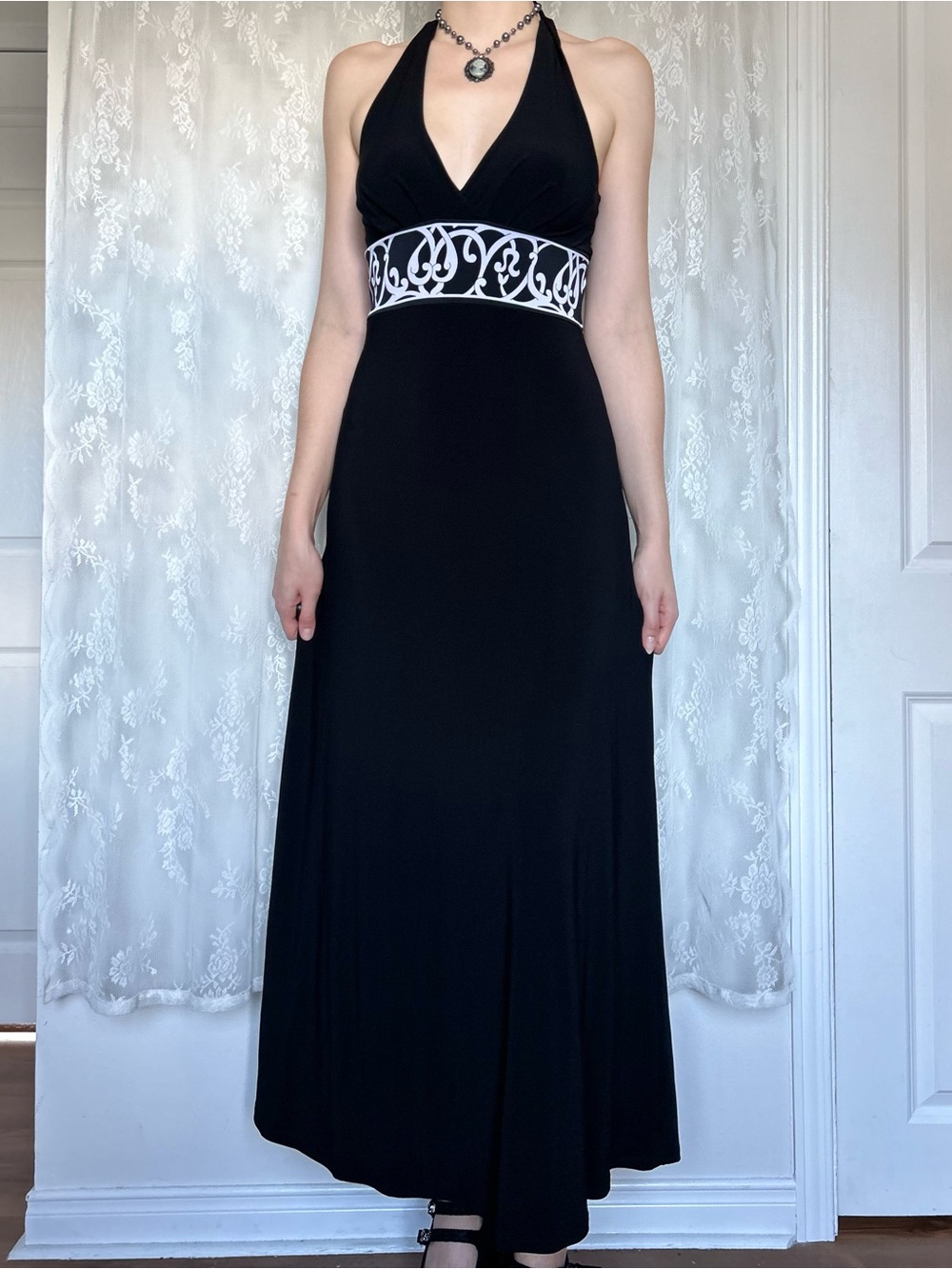 Vintage Whimsygoth Vamp Black Maxi Dress